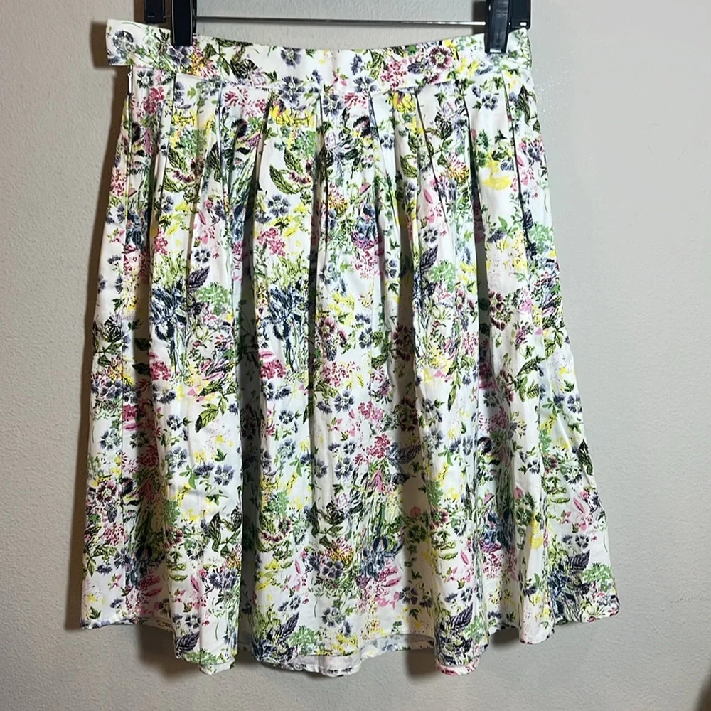 Grace Karin Floral Pleated Midi Knee Length Skirt Small